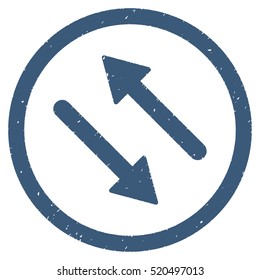 Diagonal Flip Arrows rubber seal stamp watermark. Icon vector symbol with grunge design and unclean texture. Scratched blue ink sticker on a white background.