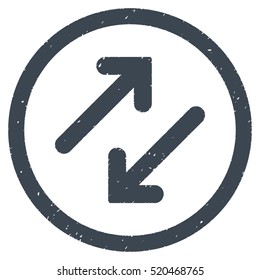 Diagonal Flipping Arrows rubber seal stamp watermark. Icon vector symbol with grunge design and dust texture. Scratched smooth blue ink emblem on a white background.