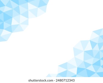 Diagonal frame illustration of light blue random triangular color planes