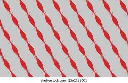 Diagonal geometric image of red seamless ribbon pattern on gray background