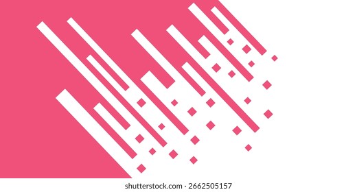 Fondo de líneas geométricas diagonales. Gota rosada en diagonal de color blanco. Fondo Abstractas con Formas cuadradas de color. Ilustración vectorial. Líneas cuadradas estilo Halfton. Elemento para el diseño.