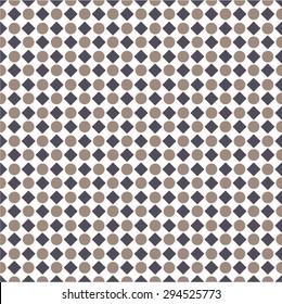 Diagonal geometric pattern of circles and rhombus seamless vector background.