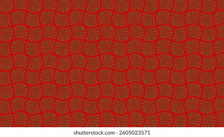 Diagonal Geometric Pattern on Red Background  Intricate Interlocking Design Dark Grey and Black Symmetrical Shapes  Textured Fabric Repeat