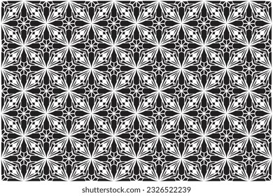 Diagonal of geometric tile pattern. Design ikat style white on black background. Design print for illustration, batik, texture, cutting, textile, wallpaper, background. Set 1