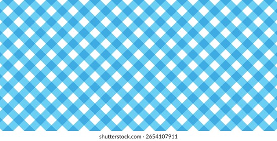 Diagonal gingham pattern with blue white rhombuses