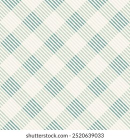 Diagonal gingham pattern Christmas green tones. Vector illustration. Surface design is perfect for textiles, festive themed fabrics, stationery, wallpaper, packaging, home and garden decoration.