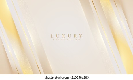 Diagonal golden lines with glitter light effect decoration, luxury style background design, vector illustration.