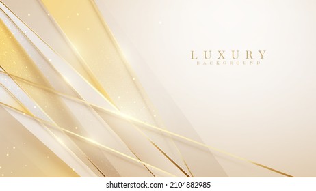 Diagonal golden lines with glitter light effect decoration, luxury style background design, vector illustration.