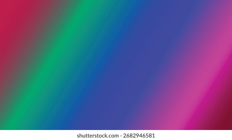 Ein diagonaler Farbverlauf verbindet rote, grüne, blaue und magentafarbene Farbtöne und bildet einen glatten und lebendigen abstrakten Hintergrund.