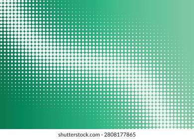 Diagonal gradient halftone pattern of green-and-white dots