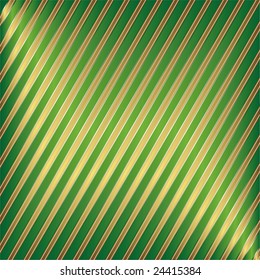 Diagonal green and golden striped background (vector)
