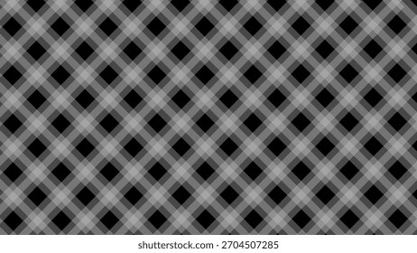 Tela escocesa a cuadros gris diagonal en el fondo negro	