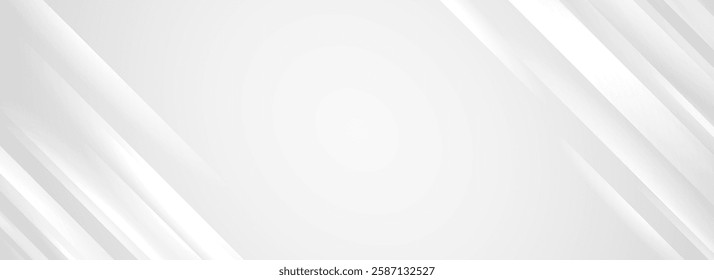 Diagonal grey gradient line background. Abstract silver stripes wallpaper. Abstract gray tech backdrop. Oblique gris texture for graphic design, poster, banner, flyer, brochure, presentation. Vector
