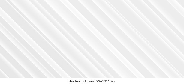 Diagonal grey gradient lines background. Abstract gray and white stripes wallpaper. Universal tech backdrop. Soft oblique silver template for banner, flyer, brochure, presentation. Vector illustration