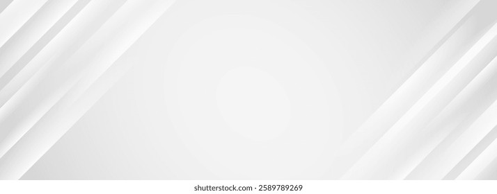 Diagonal grey gradient lines background. Abstract silver stripe wallpaper. Abstract gray tech backdrop. Oblique gris texture for design template, poster, banner, flyer, brochure, presentation. Vector