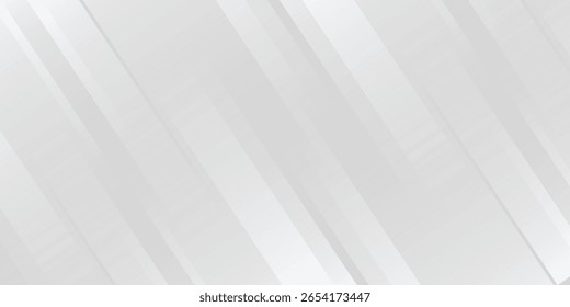 Diagonal grey gradient lines background. Abstract silver stripes wallpaper. Abstract gray tech backdrop. Oblique gris texture for graphic design, poster, banner, flyer, brochure, presentation. Vector