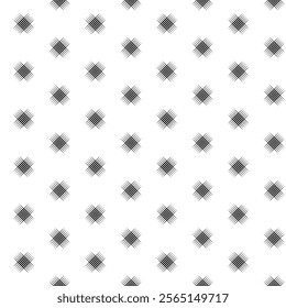 Diagonal grey seamless cloth with square checkmate pattern. Grunge grid pattern background. Spotted black and white line. Geometric tiles with linear diamonds and rhombuses. vector illustration