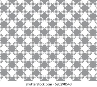 Diagonal grey seamless table cloth with square checkmate pattern. 