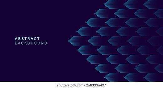 Diagonal grid arrow background with layered arrow shapes.  Purple blue gradient abstract background with motion pattern, ideal for digital media, tech branding, presentations, card, cover design