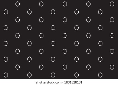 Diagonal grid of seamless of pattern vector. Design hexagon white on black background. Design print for illustration, texture, textile, wallpaper, background. Set 6