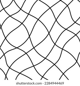 Diagonal grid texture. Hand drawn grunge texture. Cross wavy black lines. Abstract contemporary isolated vector illustration