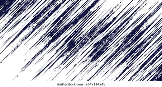 Diagonal grunge brush stroke abstract background with dark navy and white color contrast. High-resolution texture with dynamic paint lines