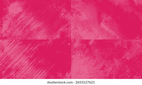Diagonal grunge halftone texture background. Rough distressed pink abstract surface with high contrast. Modern minimal layout for design use.
