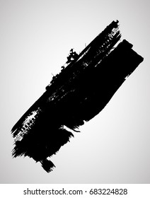 Diagonal Grunge Paint stripe .Oblique Vector brush Stroke . Distressed banner . Black isolated paintbrush collection . Modern Textured shape . Slanting Dry border in Black 