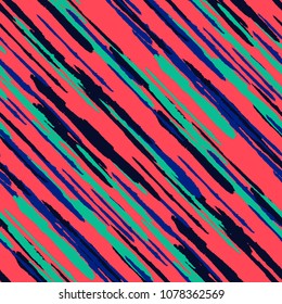 Diagonal Grunge Stripes. Abstract Texture with Dry Brush Strokes. Scribbled Grunge Motif for Fabric, Print, Textile Retro Vector Background.