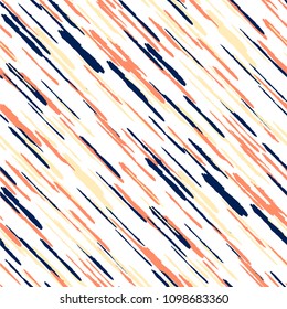 Diagonal Grunge Stripes. Abstract Texture with Dry Brush Strokes. Scribbled Grunge Pattern for Fabric, Cloth, Paper Retro Vector Background.