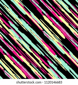 Diagonal Grunge Stripes. Abstract Texture with Brush Strokes. Scribbled Grunge Motif for Fabric, Cloth, Textile Retro Vector Background.