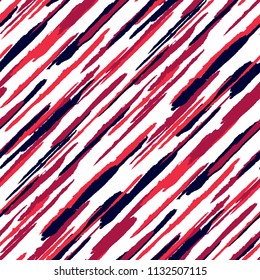 Diagonal Grunge Stripes. Abstract Texture with Brush Strokes. Scribbled Grunge Rapport for Fabric, Cloth, Textile Trendy Vector Background.