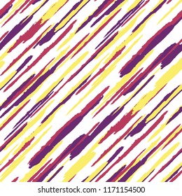 Diagonal Grunge Stripes. Abstract Texture with Brush Strokes. Scribbled Grunge Pattern for Fabric, Print, Textile Trendy Vector Background.