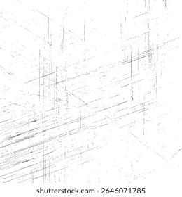 Diagonal Grunge Texture with Scratch Lines on White. Distressed Overlay Background with Rough Noise Effect. Abstract Worn Vector Design for Posters and Prints. Isolated Black on White Texture.
