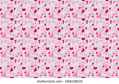 Diagonal of Heart seamless pattern with love tone color tiles on light pink background.