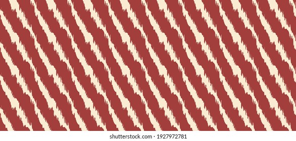 Diagonal ikat stripes. Geometric folklore ornament. Tribal ethnic vector texture. Seamless pattern in Aztec style. Folk embroidery. Indian, Scandinavian, Gypsy, Mexican, African rug.