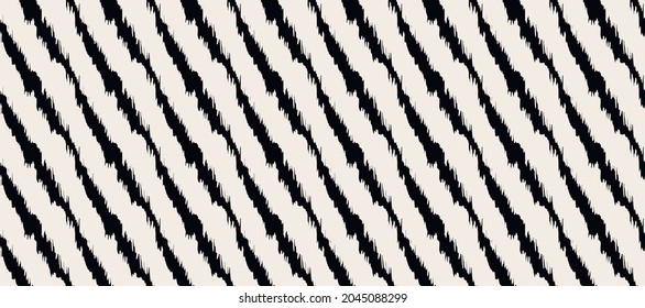 Diagonal ikat stripes. Geometric folklore ornament. Tribal ethnic vector texture. Seamless pattern in Aztec style. Folk embroidery. Indian, Scandinavian, Gypsy, Mexican, African rug.