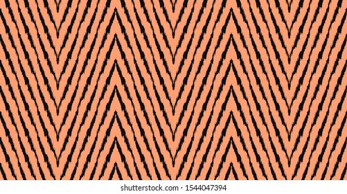 Diagonal ikat stripes. Zigzag pattern seamless. Geometric chevron abstract illustration, wallpaper. Tribal ethnic vector texture. Aztec style. Folk embroidery. Indian, Scandinavian,  African rug.