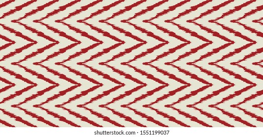 Diagonal ikat stripes. Zigzag pattern seamless. Geometric chevron abstract illustration, wallpaper. Tribal ethnic vector texture. Aztec style. Folk embroidery. Indian, Scandinavian,  African rug.