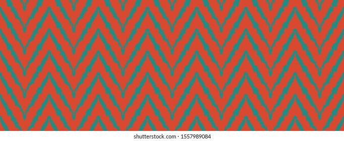 Diagonal ikat stripes. Zigzag pattern seamless. Geometric chevron abstract illustration, wallpaper. Tribal ethnic vector texture. Aztec style. Folk embroidery. Indian, Scandinavian,  African rug.