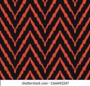 Diagonal ikat stripes. Zigzag pattern seamless. Geometric chevron abstract illustration, wallpaper. Tribal ethnic vector texture. Aztec style. Folk embroidery. Indian, Scandinavian,  African rug.