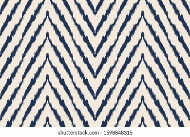 Diagonal ikat stripes. Zigzag pattern seamless. Geometric chevron abstract illustration, wallpaper. Tribal ethnic vector texture. Aztec style. Folk embroidery. Indian, Scandinavian,  African rug.
