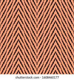 Diagonal ikat stripes. Zigzag pattern seamless. Geometric chevron abstract illustration, wallpaper. Tribal ethnic vector texture. Aztec style. Folk embroidery. Indian, Scandinavian,  African rug.