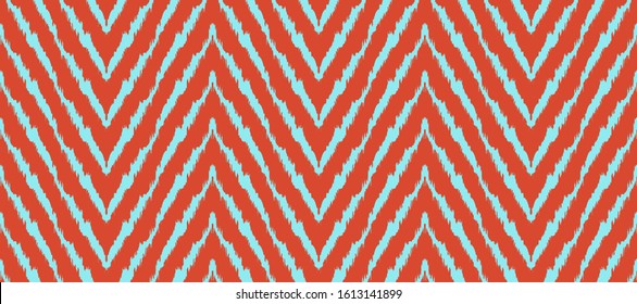 Diagonal ikat stripes. Zigzag pattern seamless. Geometric chevron abstract illustration, wallpaper. Tribal ethnic vector texture. Aztec style. Folk embroidery. Indian, Scandinavian,  African rug.