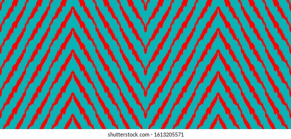 Diagonal ikat stripes. Zigzag pattern seamless. Geometric chevron abstract illustration, wallpaper. Tribal ethnic vector texture. Aztec style. Folk embroidery. Indian, Scandinavian,  African rug.