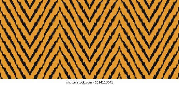 Diagonal ikat stripes. Zigzag pattern seamless. Geometric chevron abstract illustration, wallpaper. Tribal ethnic vector texture. Aztec style. Folk embroidery. Indian, Scandinavian,  African rug.