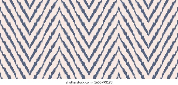 Diagonal ikat stripes. Zigzag pattern seamless. Geometric chevron abstract illustration, wallpaper. Tribal ethnic vector texture. Aztec style. Folk embroidery. Indian, Scandinavian,  African rug.