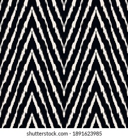 Diagonal ikat stripes. Zigzag pattern seamless. Geometric chevron abstract illustration, wallpaper. Tribal ethnic vector texture. Aztec style. Folk embroidery. Indian, Scandinavian,  African rug.