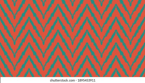 Diagonal ikat stripes. Zigzag pattern seamless. Geometric chevron abstract illustration, wallpaper. Tribal ethnic vector texture. Aztec style. Folk embroidery. Indian, Scandinavian,  African rug.