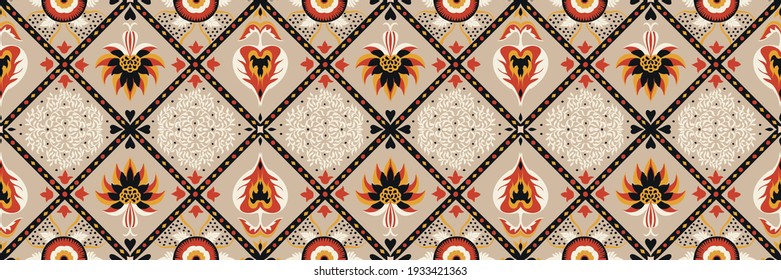 Diagonal ikat stripes. Zigzag pattern seamless. Geometric chevron abstract illustration, wallpaper. Tribal ethnic vector texture. Aztec style. Folk embroidery. Indian, Scandinavian,  African rug.